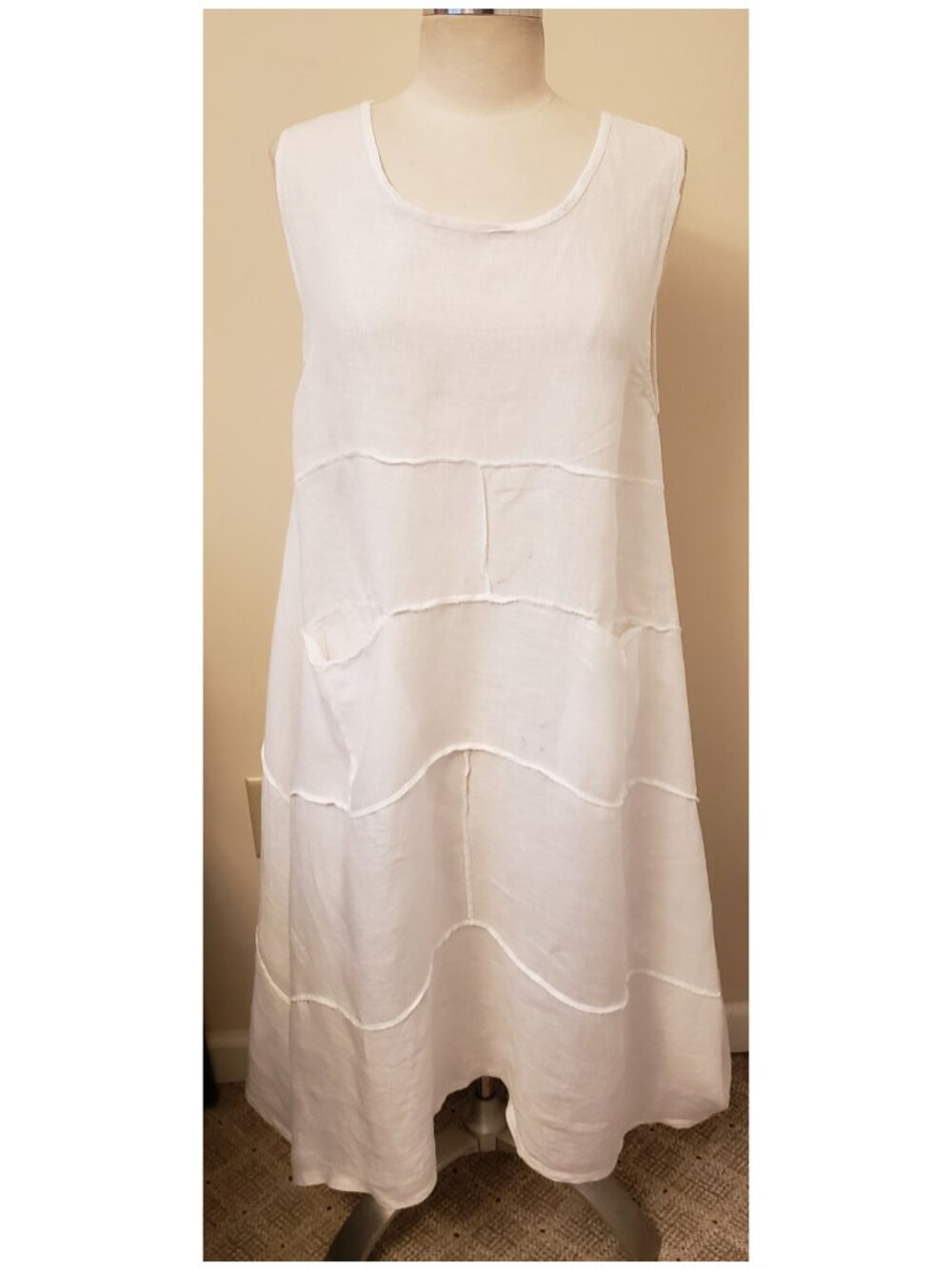 POLOGARAGE Italy 100% Linen Dress Size-2 White